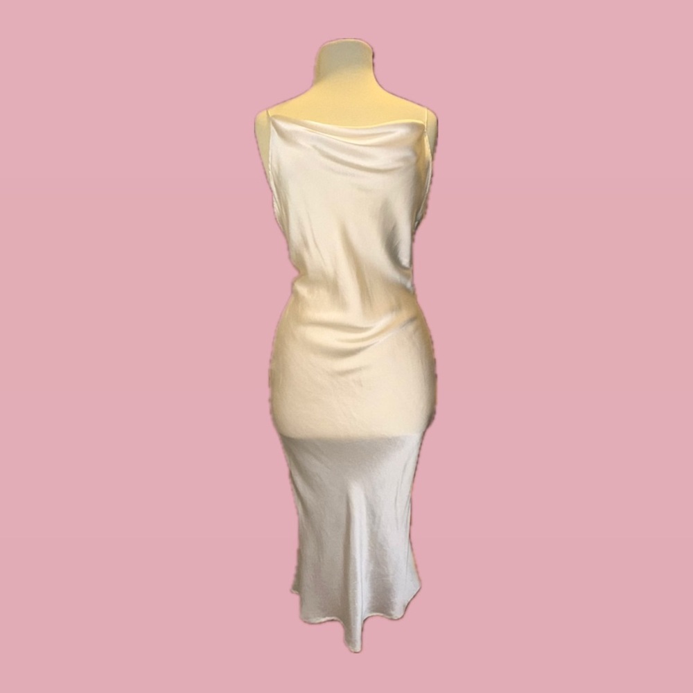 Pure White Silk midi dress